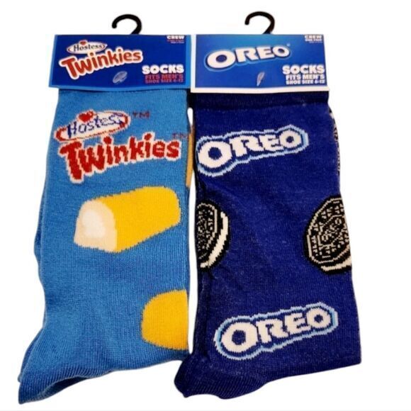 Novelty Crew‎ Socks Cookies and Twinkies Mens Size 6-12 - Picture 1 of 10